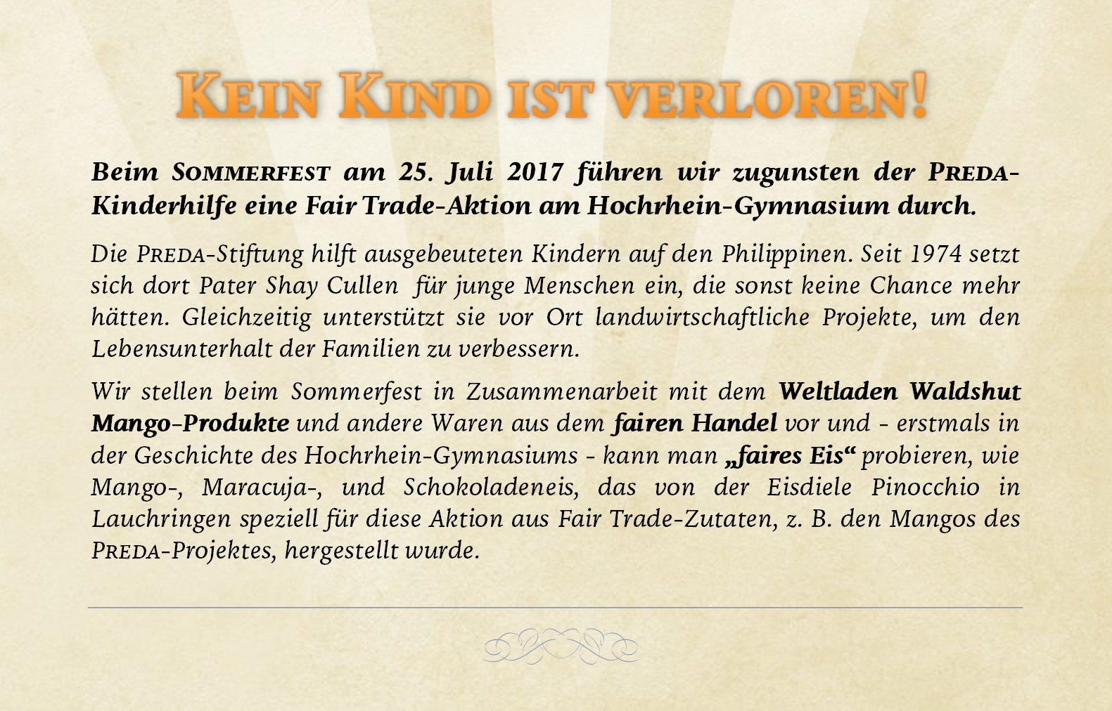 Artikel zur Fair Trade Aktion am Hochrhein-Gymnasium, gesetzt in der Schriftart NCT Granite (Grafik: Martin Dühning)