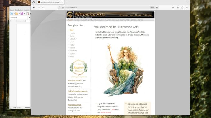 Die Niarts-Webseite im Juli 2024 im Webbrowser Firefox auf Mint Linux 22