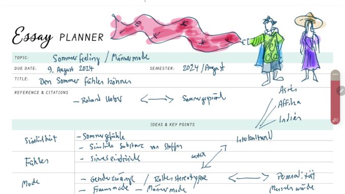 Essayplanung in Noteshelf