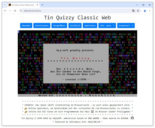 Tin Quizzy Classic als Browser-Spiel in Firefox unter Windows 10