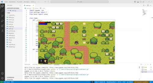 Mit PyGame lassen sich auch komplexe RPG erstellen - ein ausführliches Tutorial bietet Clear Code auf Youtube.