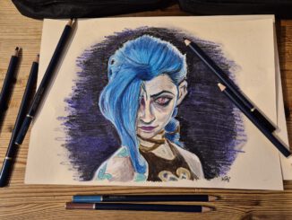 Jinx aus Arcane, gezeichnet mit Castle Arts Buntstiften (Grafik: Martin Dühning)